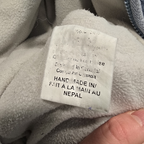 Laundromat Striped Hooded Jacket with Blue and Brown Tones 100% Wool Heavy Knit - Picture 8 of 16